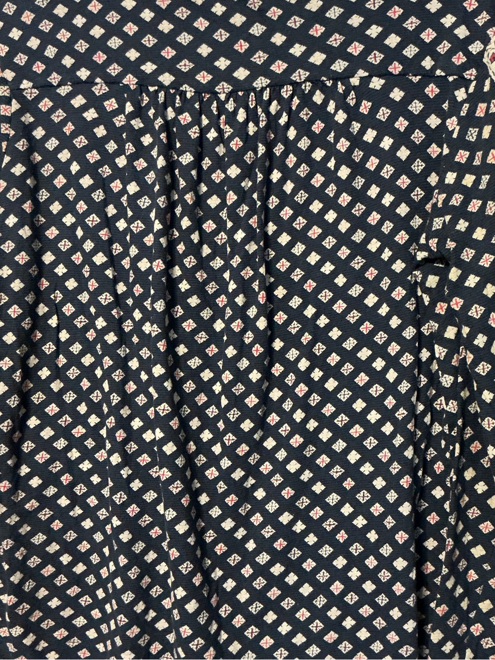Lucky Brand Navy Printed Boho V-Neck Top with Red Accent - Picture 6 of 8
